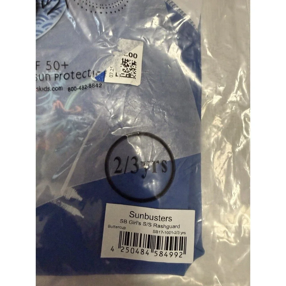 NWT SunBusters Buttercup Rash Guard 2/3Y UPF 50+ Navy & Pink Koala Girl Swim Top